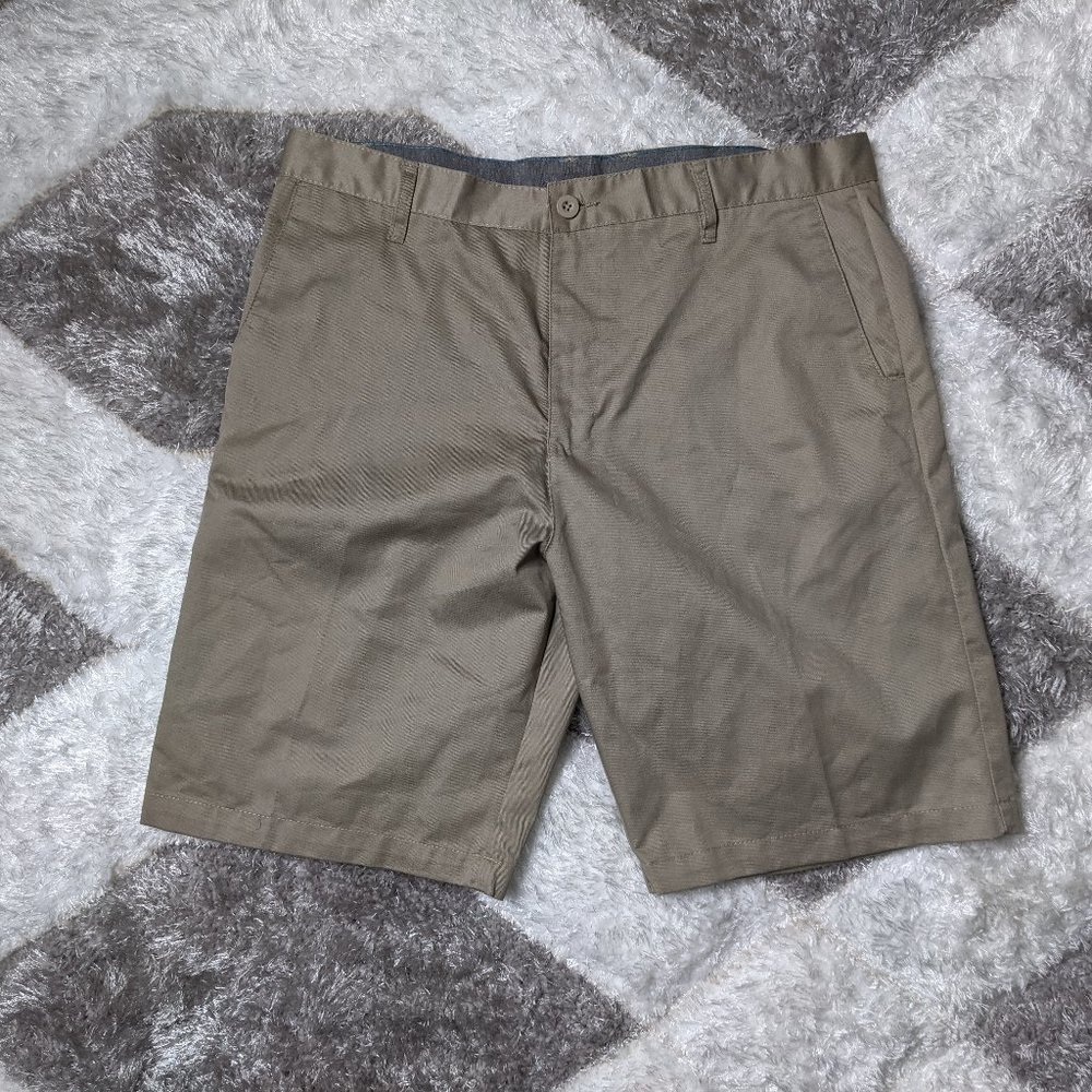 Burnside Mens 10.5' Inseam Flat Front Shorts Khaki